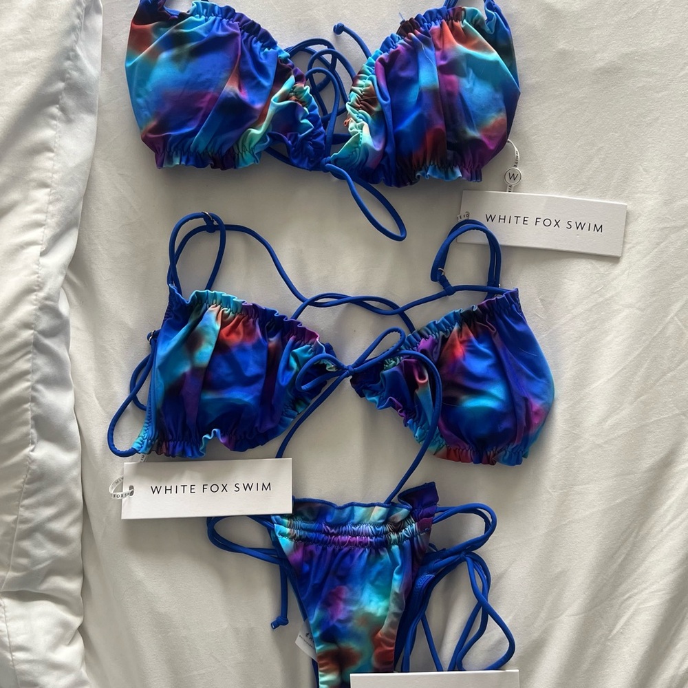 White Fox Boutique Blue and Red Bikini Set